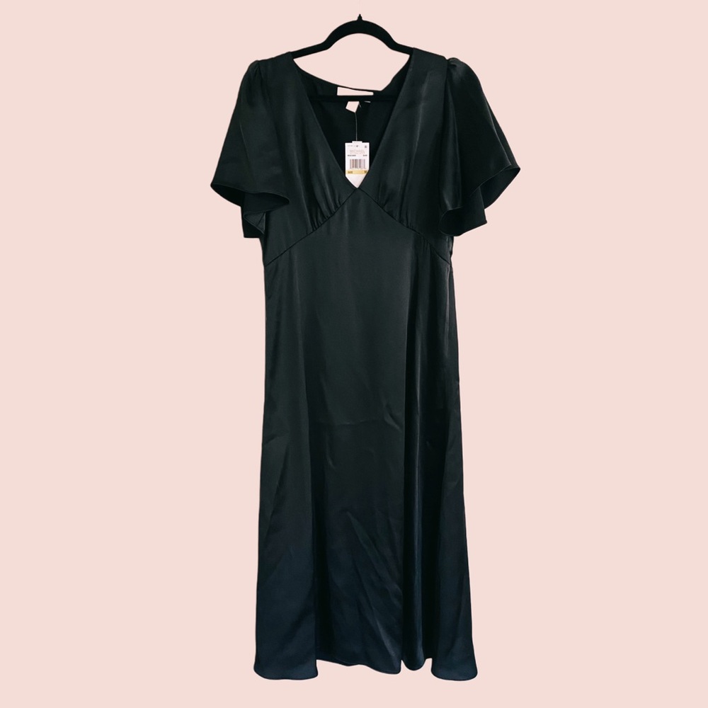 Michael Kors Black V-Neck Dress with adorable short sleeves, Brand New w Tags
